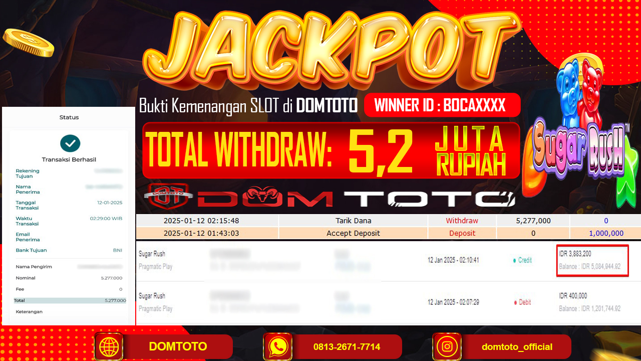 JACKPOT SLOT SUGAR RUSH 12 JANUARI 2025